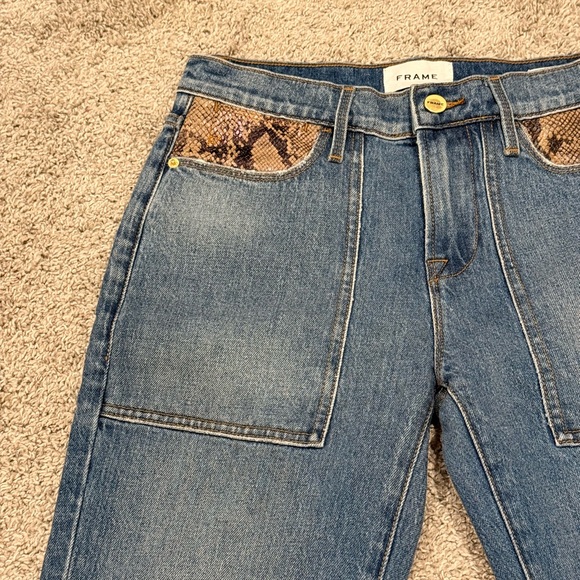 FRAME Denim Jeans with Snakeskin Detail - Picture 3 of 6